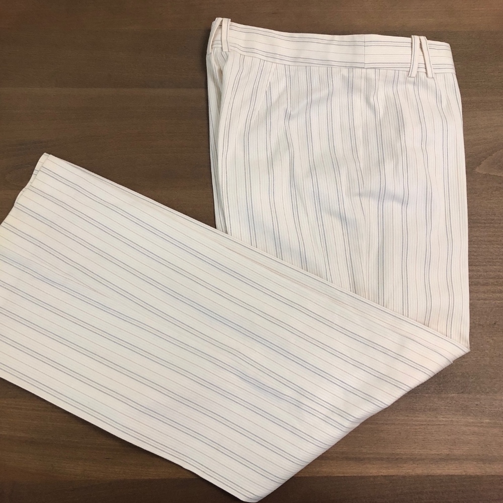 BCBG Maxazria White Pinstripe Trousers